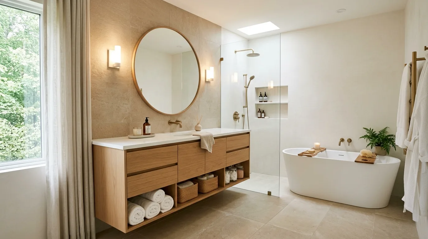 Finish with a bathroom that resets faster inspiration for an organized bathroom.